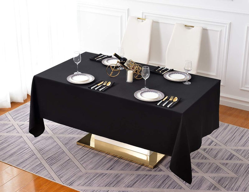 Surmente Black Tablecloth 60 x 120-inch Rectangular Polyester Table Cloth for Weddings, Banquets, or Restaurants - Image 5